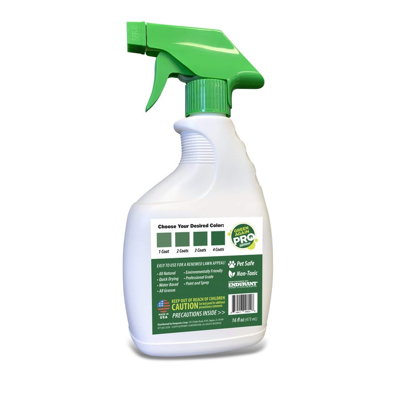 Endurant Pre-Mixed Grass and Turf Paint - All Natural Pet-Friendly Lawn Colorant Turns Spots Green Again with Eco-Friendly Point-and-Spray Application (16 oz) (Cool Season Grasses) - Image 2